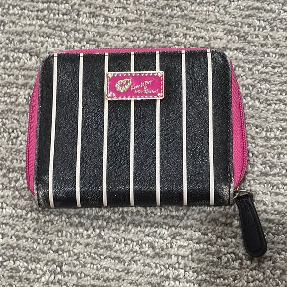 Betsey Johnson Handbags - Betsey Johnson Black and Pink Striped Wallet